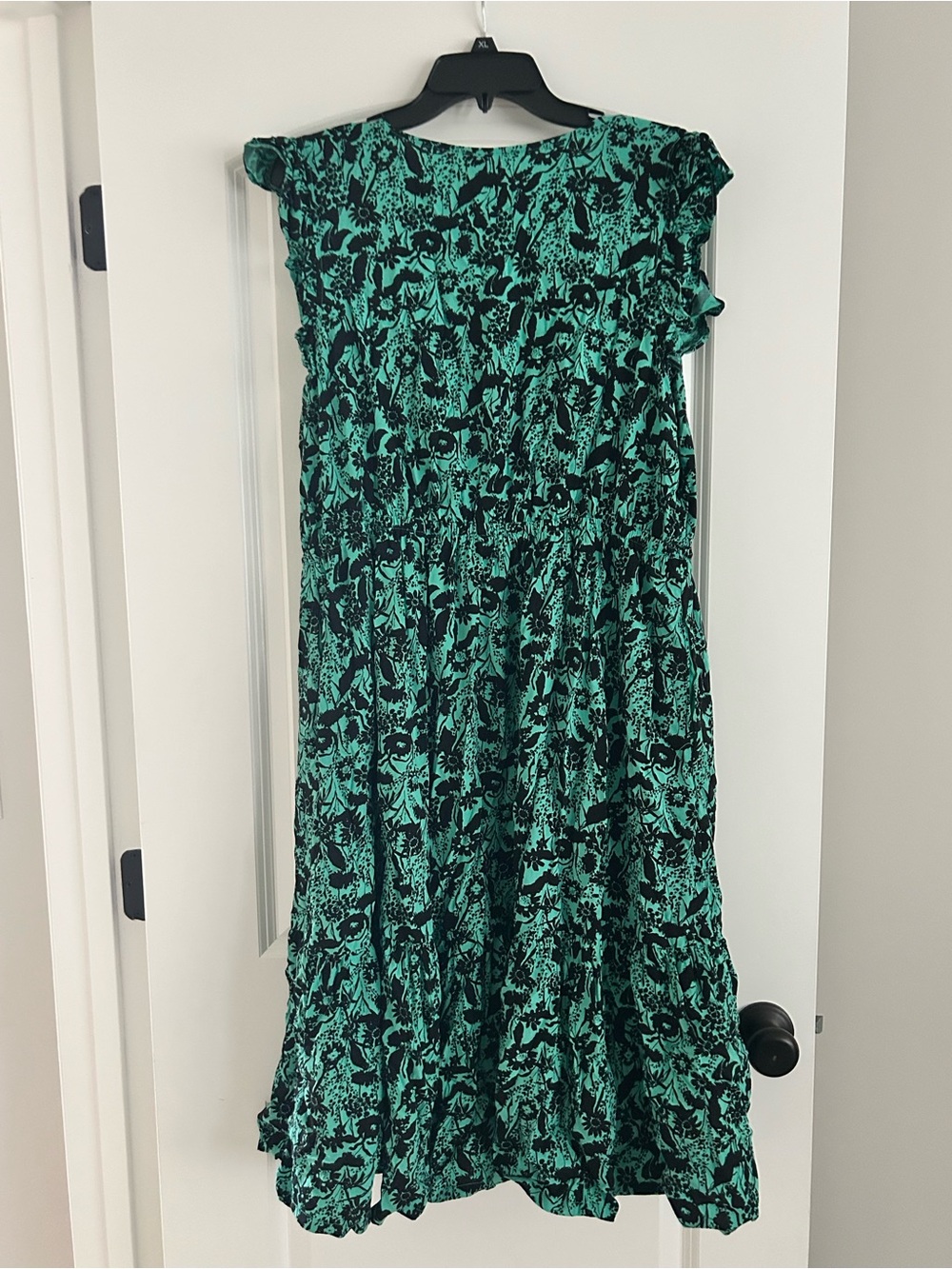 Ava & Viv Teal and Black Floral V-Neck Midi Dress - Picture 4 of 4